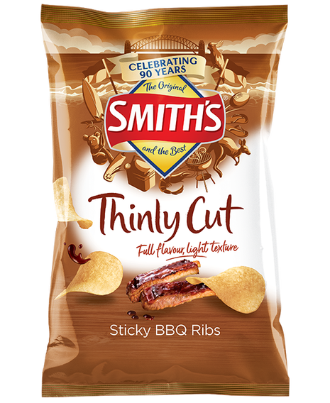 Smith’s Thinly Cut Potato Chips - Sticky BBQ Ribs packshot